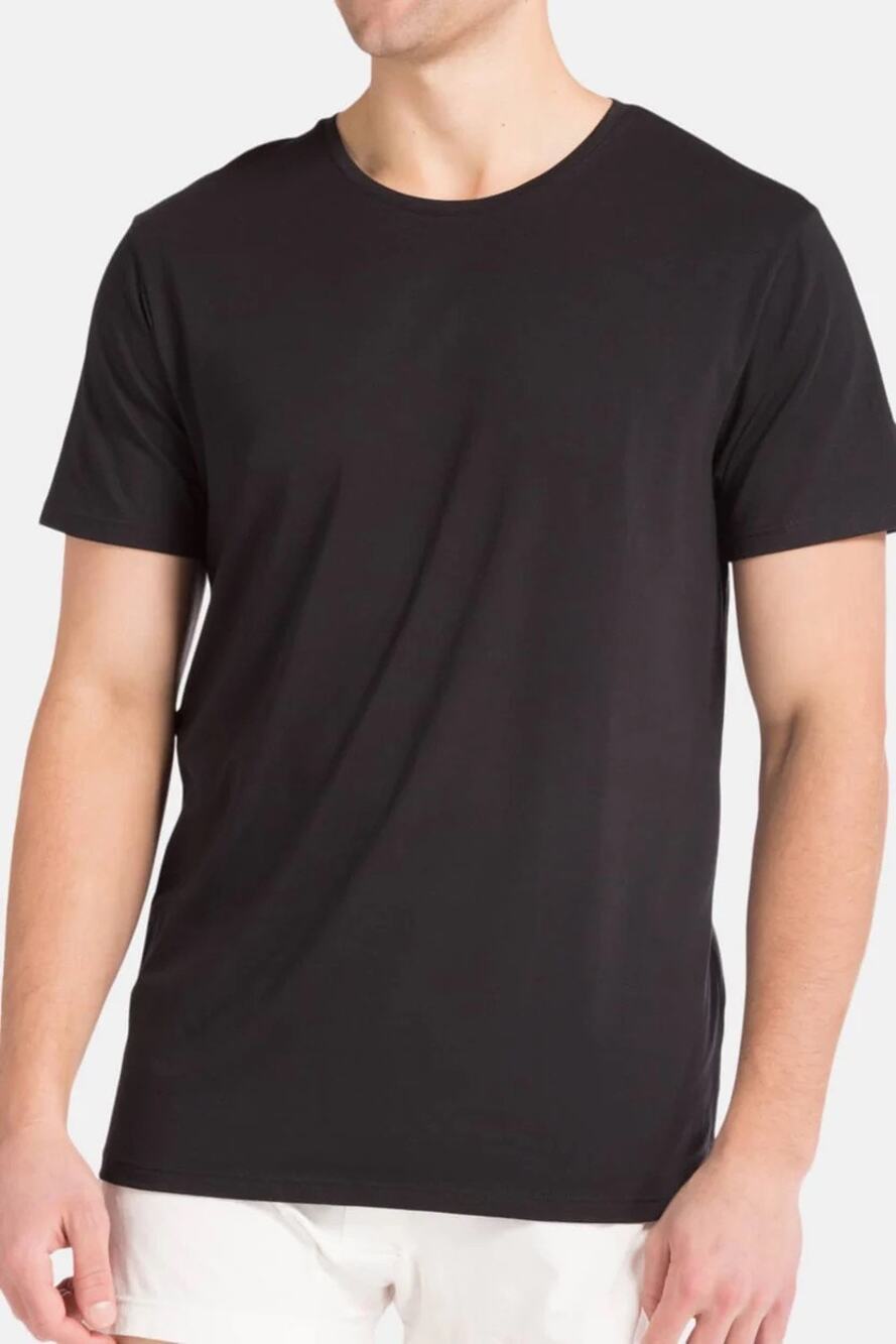 Fishers Finery Men's Classic Fit Soft Stretch Crew Neck Undershirt Black 3 pack